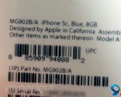 <b>传苹果将推8GB容量iPhone 5c 包装盒曝光</b>